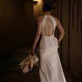 Hanging Neck Light Wedding Dress Simple Small Man Mori Bare Back Engagement Dress Can Usually Wear A Certificate To Register A Small White Dress Woman HZ0517
