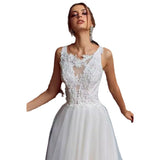 New V-Neck White Heavy Handmade Original Bare Back Knitted Light Wedding Dress HZ0517