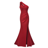 White Evening Dress Dress Light Luxury Niche Design Woman's New 2025 Explosive Temperament One-Shoulder Fishtail Host Summer HZ0517