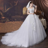 Suzhou Wedding Dress 2026 New Bridal Tail Small One-Word Shoulder Simple Main Yarn Temperament Dreamy HZ0517