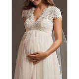 Sen's Simple Wedding Dress Sen Is A Pregnant Woman With A High-Waisted Large-Size Small Drag-Tailed White Wedding Dress HZ0517