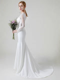 French Deep V-Neck Lace Long-Sleeved Bridal Bridal Light Wedding Dress Thin Simple Dress Go Out Dress HZ0517