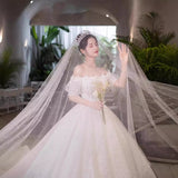 Light Wedding Dress 2025 New Bridal Main Yarn Temperament Luxury Shoulder Court Wind Out Of The Yarn Starry Sky Tail HZ0517