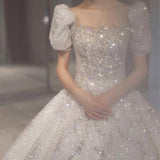 French Wedding Dress 2026 New Bridal Main Yarn Heavy Industry Court Elegant Go Out Big Tail Pregnant Wedding Dress HZ0517