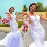 African Mermaid Wedding Dress New Long Sleeve Sexy Hot Thin Body Fish Tail Fashion Show Travel Shot HZ0517