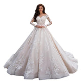 New Long-Sleeved Thin Bride Main Wedding Dress 2025 Heavy Industry High-Spewn Yarn Wedding Dress Woman HZ0517