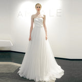 Korean-Style New Simple Bosoming Densate Face Thin Wedding Dress Princess A Qidi Sen Family Travel Wedding Dress HZ0517