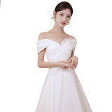 French Light Wedding Dress Simple New Densified Out Yarn Series Travel To Shoot The Bride's Wedding Engagement Small Dress A Word Shoulder HZ0517