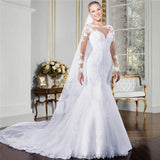 Fishtail Wedding Dress 2026 New Bride Married Long-Sleeved Shoulder Lace Skinny Court Retro Wedding Dress HZ0517