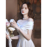 White Small Dress Light Luxury Small Evening Dress Engagement Dress Femininity Banquet Host Dress Usually Wear HZ0517