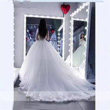 2026 New Bridal Wedding Dress Small Tail Lace Sticker Long-Sleeved Ball Dress Small White Thin Wedding Dress HZ0517