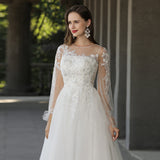 Main Wedding Dress Girl Sweet And Fresh 2026 New Bride Long Sleeves Simple White Drag Princess Style Wedding Dress HZ0517