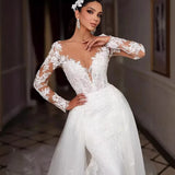 2026 New Wedding Dress Ebay Sexy Heavy Industry Lace Wedding Dress Big Tail Can Be Detachable HZ0517