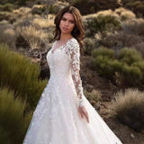 2026 New Women's Long-Sleeved Shoulder Bridal Wedding Dress Dress Sexy Dress HZ0517