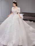 Wedding Dress 2026 New Bridal Yarn French Small Retro Large-Size Super-Sunbehed Big Tail Wedding Dress HZ0517