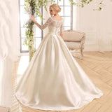 Wedding Dress 2026 Spring New Long-Sleeved Bare Back Lace A-Word Drag Outdoor Wedding Dress HZ0517