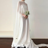 Brased Light Wedding Dress 2026 New Bride Simple Densate French Style Small Retro Go-Out White Tail Dress HZ0517