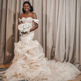 Fashion New Wedding Dress Braided Heavy Industry Lotus Leaf Side Bridal Dress Wedding Dinner Party HZ0517