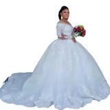 Wedding Dress Big Tail Retro Bride Long-Sleeved Round Collar 2026 Spring New Fashion Wedding Wedding HZ0517