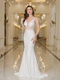 V-Neck Fishtail Light Wedding Dress Bride Bare Back Sexy Slimming Wedding Dress Thin Temperament Dress HZ0517