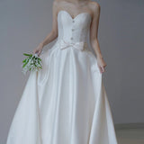 French Brated Light Wedding Dress Bride 2026 New High-End Feeld Yarn Small Tail White Engagement Dress HZ0517