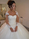 Take The New Bridal Skin Color Net Long Sleeves Embroidered Lace Collar Wedding Dress HZ0517