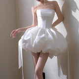 Breast-Shape Wedding Dress Woman 2026 New Bridal Wedding Temperament Go Out Yarn Light Luxury Small Travel Simple Short HZ0517