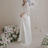 Sen Series Light Wedding Dress New Simple Dingy Noodles Small Tail Super Fairy Temperament Bride Dream Trip To Shoot The Yarn Woman HZ0517