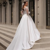 2026 New Wedding Dress French Lace Long Sleeve Ebay High Sense Court Style Tail Simple Temperament Bridal Yarn HZ0517