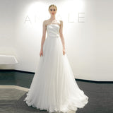 Korean-Style New Simple Bosoming Densate Face Thin Wedding Dress Princess A Qidi Sen Family Travel Wedding Dress HZ0517