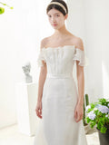 New French Travel Shot Shoulder Eogen's Simple And Elegant Bridal Fishtail Wedding Dress Linen Light Yarn HZ0517