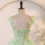 High-End Green Wedding Dress 2026 New Thin Retro Color Yarn Dress HZ0517