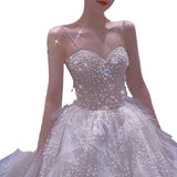 French Light Wedding Dress 2026 New Temperament Bride Small Simple Atmosphere Main Starry Sky Suzhou Wedding Dress Tail HZ0517