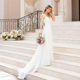 Tail Wedding Dress 2026 New Deep V-Neck Chiffon Dress Bare Back Sexy Wedding Dress HZ0517