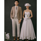 Semented French Wedding Dress Light Retro Simple Court Style Super Fairy Breast Korean Certificate Registration Go Out Yarn Small Dress HZ0517