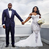One-Word Shoulder Wedding Dress 2026 New Spring Bride Wedding Long-Tailed Dream Fishtail Princess Wedding Dress HZ0517