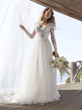 Long-Sleeved Lace Wedding Dress 2026 New Tulle Sexy Temperament Elegant Back HZ0517