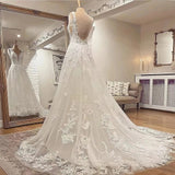 High Sense Court Style Luxury Heavy Industry Sexy Bare Back Lace Embroidered Punk Skirt Tug Wedding Dress HZ0517