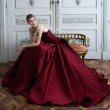 French Wine Red Main Wedding Dress 2026 New Bridal Retro Court Fading Brao Tug-Tailed Evening Dress HZ0517