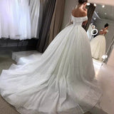 One-Word Shoulder Wedding Dress 2026 New Temperament Bride Starry Sky Small Tailer Family Dream Slimmed-Up Wedding Dress HZ0517