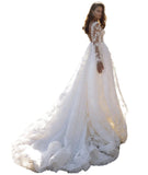 Deep V Bride Wedding Dress Long Tailed High Open Fork Sexy Dresses Dress Wedding Yarn HZ0517