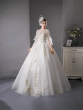 2026 New Wedding Dress A Word Shoulder Thin Bow Trip Princess Ponpong Skirt Go Out Of The Yarn Bubble Sleeve Fairy HZ0517