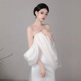 Happy Morning Dress Female Bride Engagement Dress French Light Wedding Dress Yarn Chest Toasting Small White Dress HZ0517