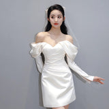 Japanese And Korean Densified Light Wedding Dress Bride Certificate Short Skirt Simple Travel To Shoot Small Man Dress HZ0517