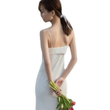 White Sling Light Wedding Dress Yarn Travel Shot 2025 Simple New Niche Bride Slimming Dress HZ0517