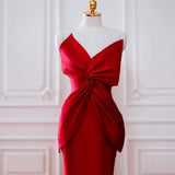 Broom Atmospheric Red Fishtail Evening Dress Banquet To Host The Annual Meeting Of The Bride Wedding Toasting HZ0517