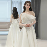 French Bra Light Wedding Dress Bride Simple High-End Feeling Of Lint White Dress Dress HZ0517