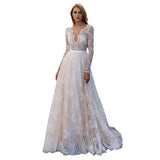 Light Wedding Sexy Bare Back V Collar Long Sleeve White Dress Temperament Engagement Wedding Wedding Wedding Wedding Summer HZ0517