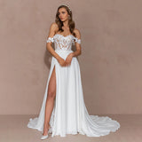 Lace Wedding 2026 New Chiffon Dress Ball White Evening Dress Opens HZ0517