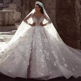 2026 New Wedding Dress African Bride Wedding Lace Long-Sleeved Wedding Dress HZ0517